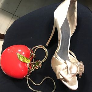 Satin gold pumps Adrienne Maloof